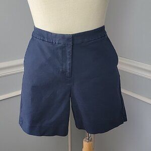 BODEN Navy Blue Flat Front Preppy Cotton Blend Chino Style Casual Shorts Sz‎ 8